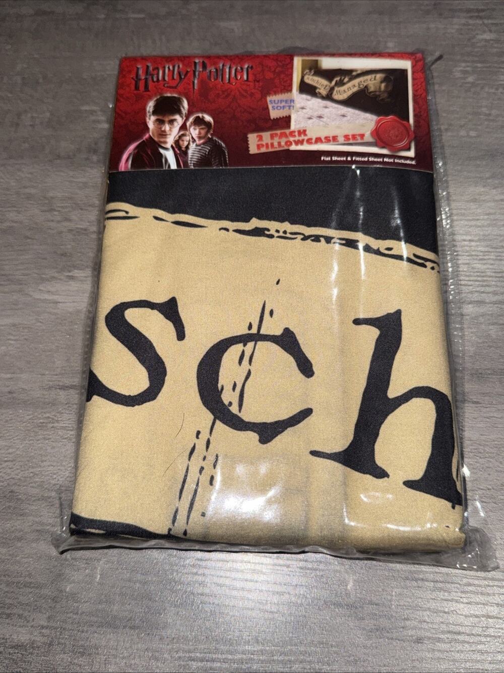 Harry Potter Deathly Hallow Mischief Managed 2 Pack Set Pillow Case Pillowcase